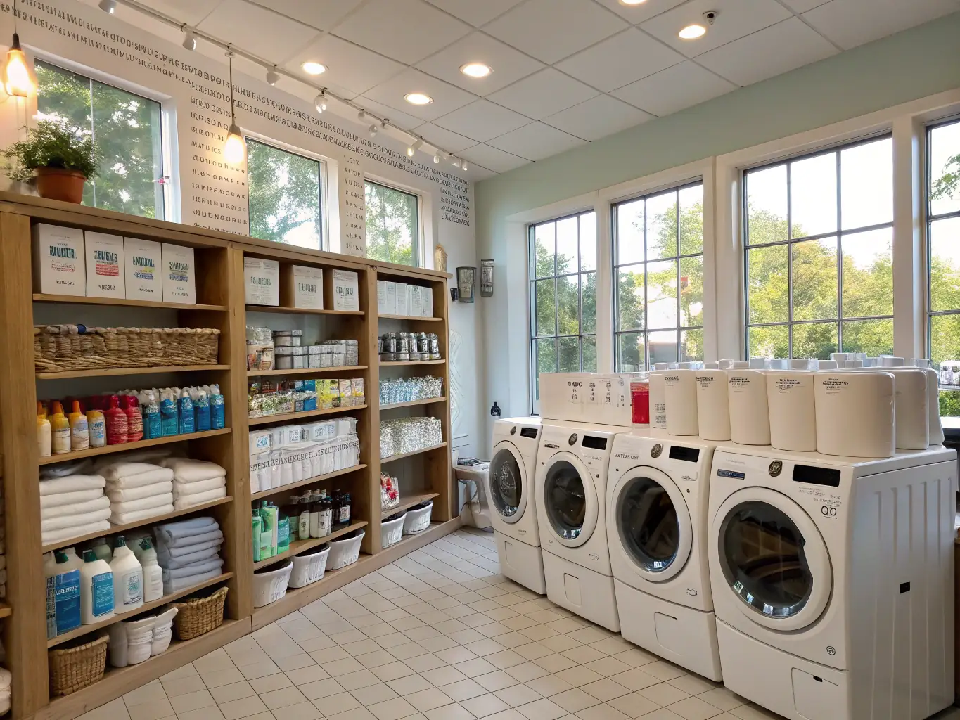 A visually appealing image of Scentology.me's fabric softener being used in a professional laundry setting, emphasizing the softness and freshness it imparts to fabrics.